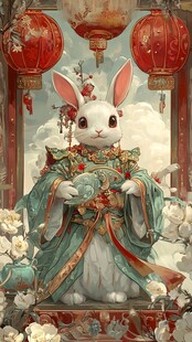 中式玉兔 华裳瑞兔贺吉祥