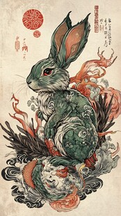 国风玉兔插画 祥瑞意象