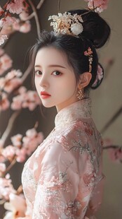 古风佳人 粉衣簪花入画来