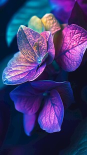 梦幻紫调绣球花特写
