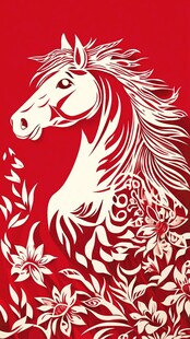 骏马繁花图