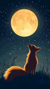 月夜下的孤狐