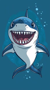 微笑的卡通鲨鱼形象