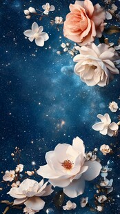 梦幻星空下的浪漫花卉