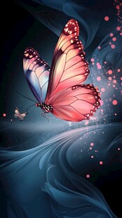 梦幻蝴蝶在幽蓝背景中飞舞