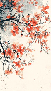 水墨红杏枝头春意浓