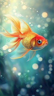 梦幻金鱼在水中优雅游动
