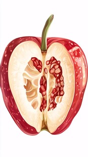 切开的红苹果内部结构
