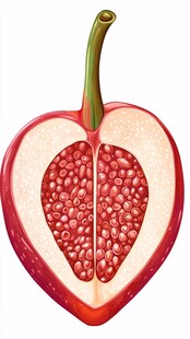 红心芭乐切面插画