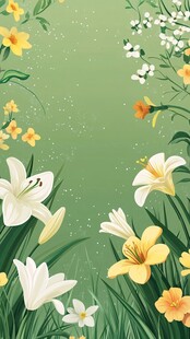 春日花卉边框插画