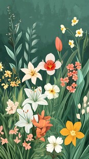 春日烂漫花卉插画