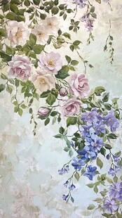 浪漫花卉墙绘图案