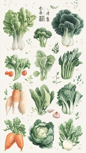 清新手绘蔬菜插画集合