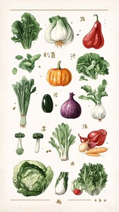 手绘多样蔬菜图鉴