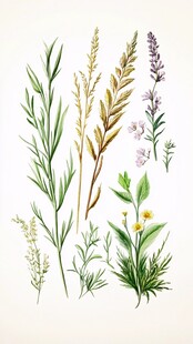 手绘清新植物花卉插画