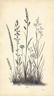 复古风草本植物手绘插画