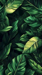 热带繁茂绿叶背景图案