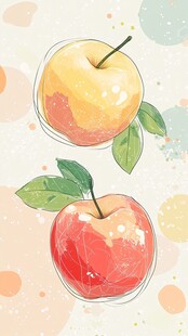手绘双苹果插画
