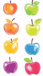 多彩手绘苹果集合