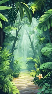 奇幻雨林小径的自然美景