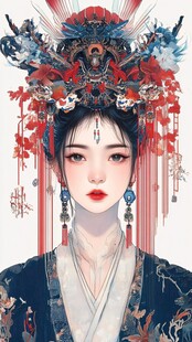 古风女子头戴华丽凤冠