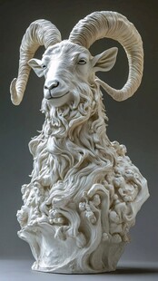 羊头雕塑 精致的艺术之作