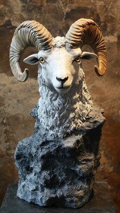 羊头雕塑 展现野性之美