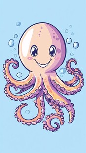 可爱微笑章鱼插画