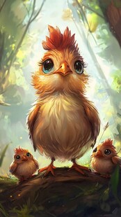 可爱萌鸡一家森林奇遇记