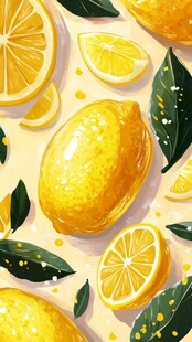清新柠檬插画 水果图案
