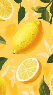 清新柠檬插画图案背景