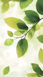 清新绿叶背景图案设计