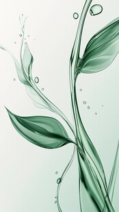 清新水墨风绿叶水滴图