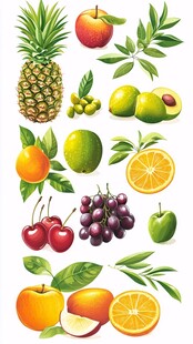 多彩新鲜水果插画集合