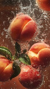 水溅鲜桃 清新视觉盛宴