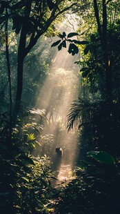 阳光穿透丛林的静谧时刻