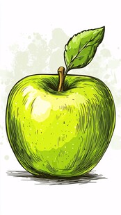 手绘青苹果插画