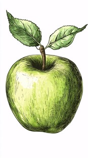 手绘青苹果 清新自然风