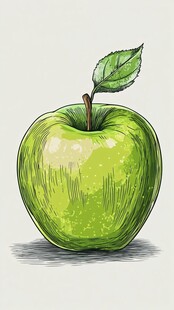 手绘青苹果插画
