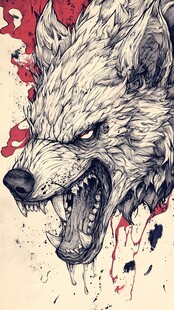 咆哮的狼头插画