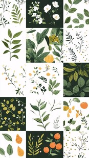 清新植物花卉图案集合