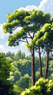 翠绿松林 清新自然景致