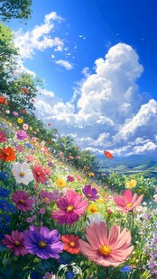 花海蓝天美景如画