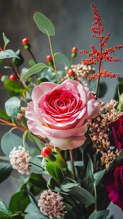 粉色玫瑰花卉精美组合