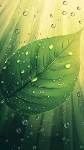 绿叶上的晶莹水珠