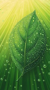晨露绿叶 清新自然之美
