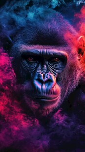 幻彩大猩猩头像特写