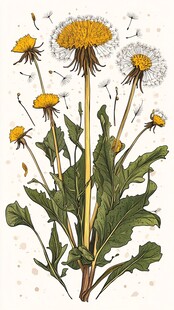 手绘蒲公英插画植物图