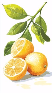 鲜柠檬插画 清新水果元素