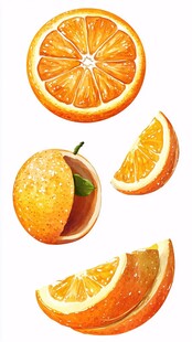 新鲜多汁的橙子插画